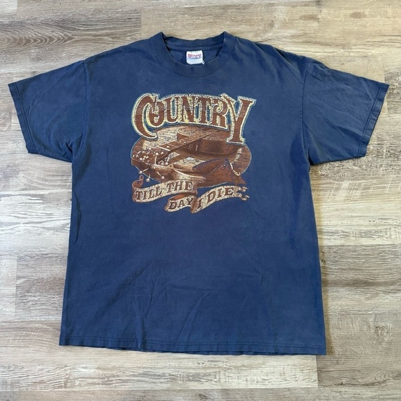 Vintage 90s Country Till The Day I Die blue graphic t-shirt Hanes tagged Men XL - Picture 1 of 5